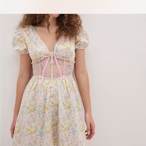 For Love And Lemons Pastel Floral Mini Dress NWT